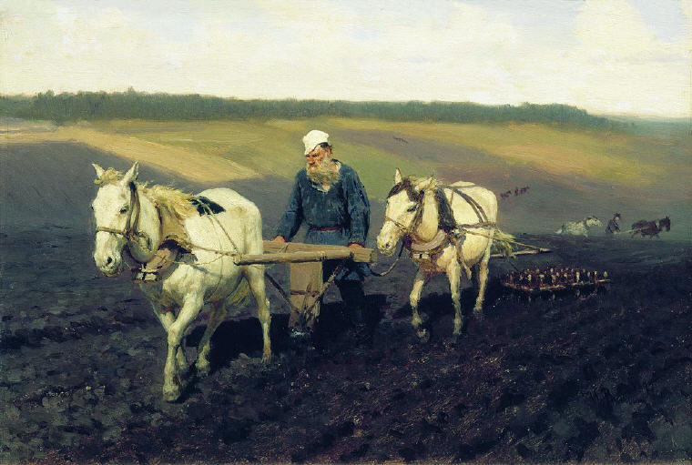 Leo Tolstoy in the ploughland